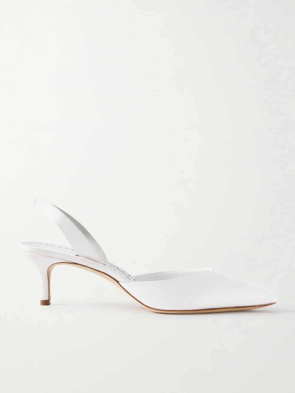 Manolo Blahnik Carolyne Bridal 50 Satin Slingback Pumps in white