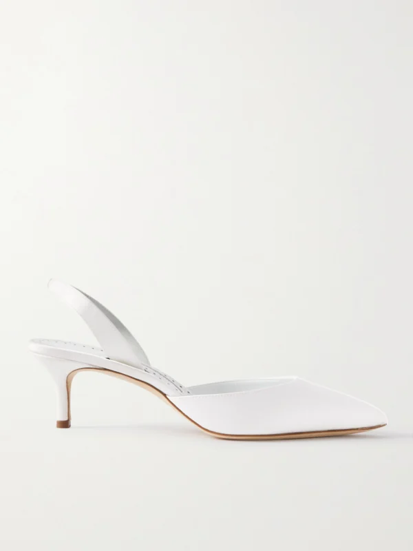 Manolo Blahnik Carolyne Bridal 50 Satin Slingback Pumps