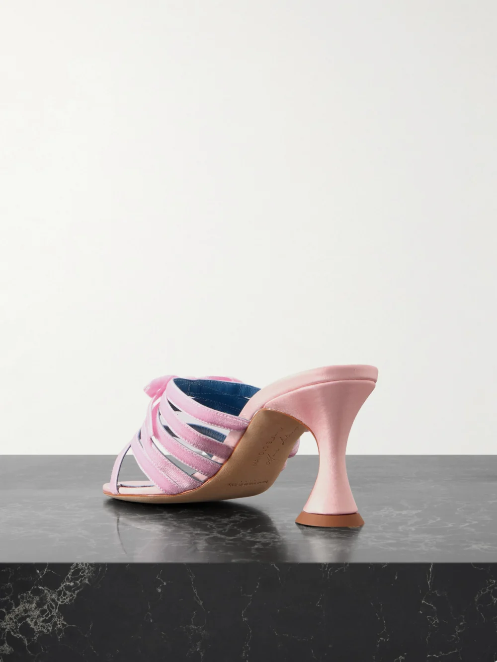 Back view of the Manolo Blahnik Clementel 70 Velvet-trimmed Satin Mules