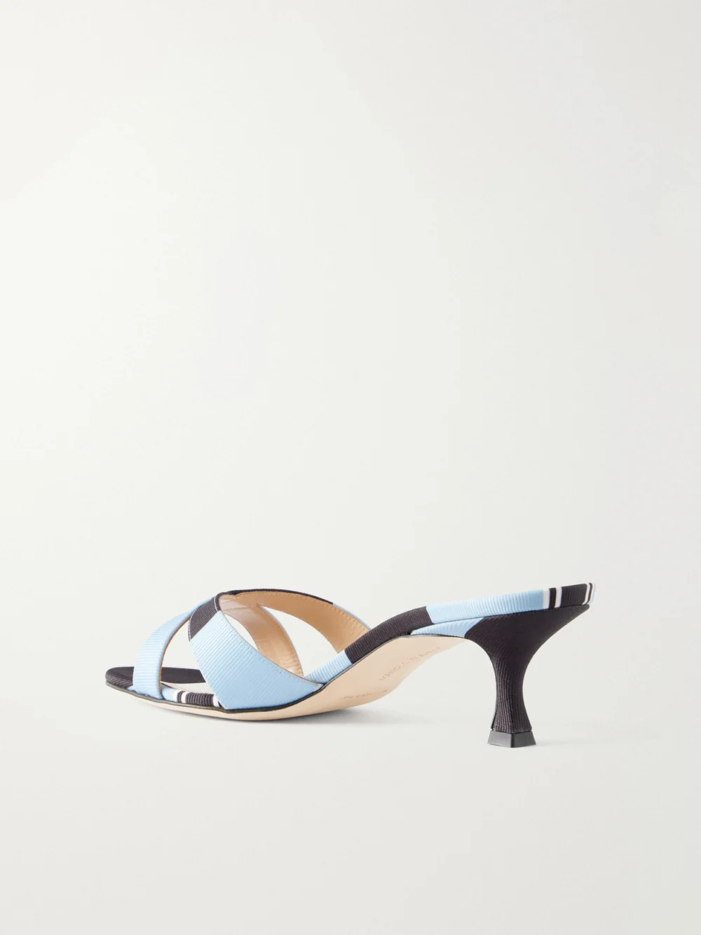 Back view of the Manolo Blahnik + Emilia Wickstead Callamu 50 Striped Grosgrain Mules