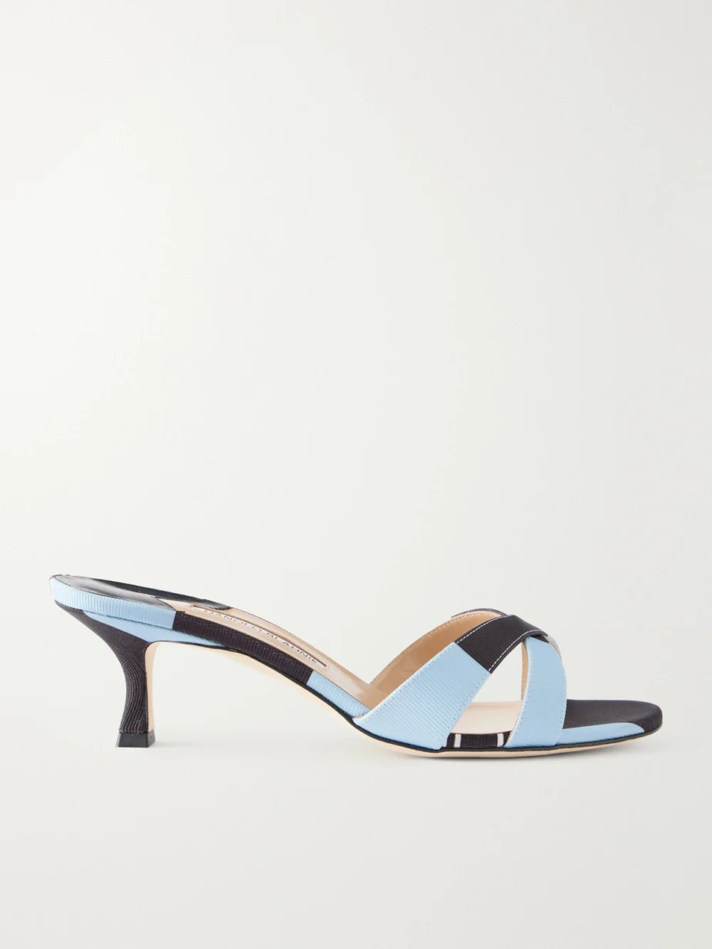 Manolo Blahnik + Emilia Wickstead Callamu 50 Striped Grosgrain Mules in navy