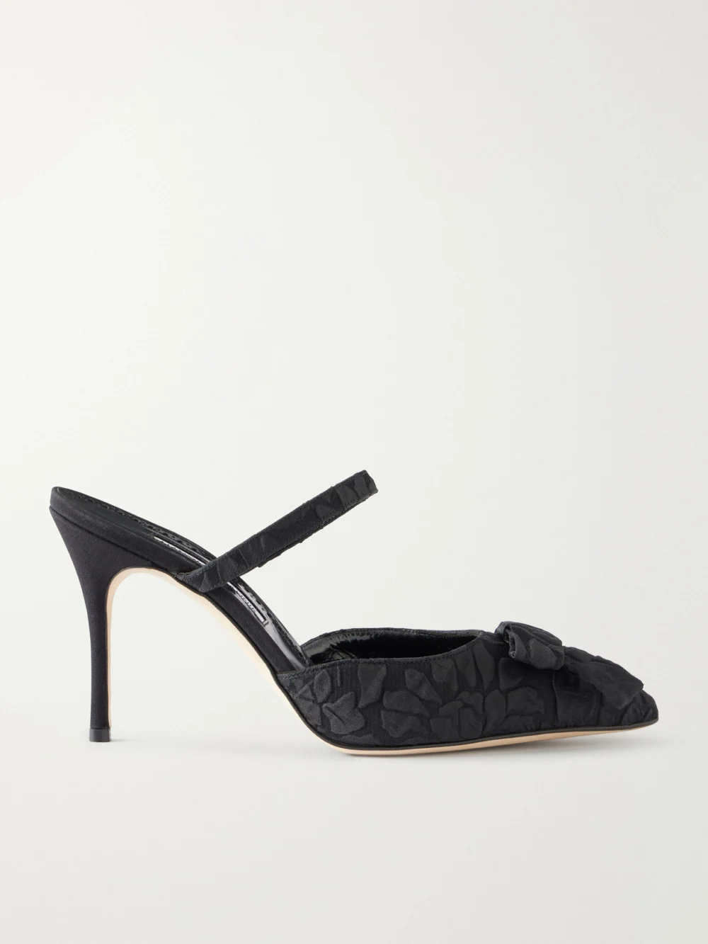 Manolo Blahnik + Emilia Wickstead Lurum 90 Bow-embellished Jacquard Mules in black