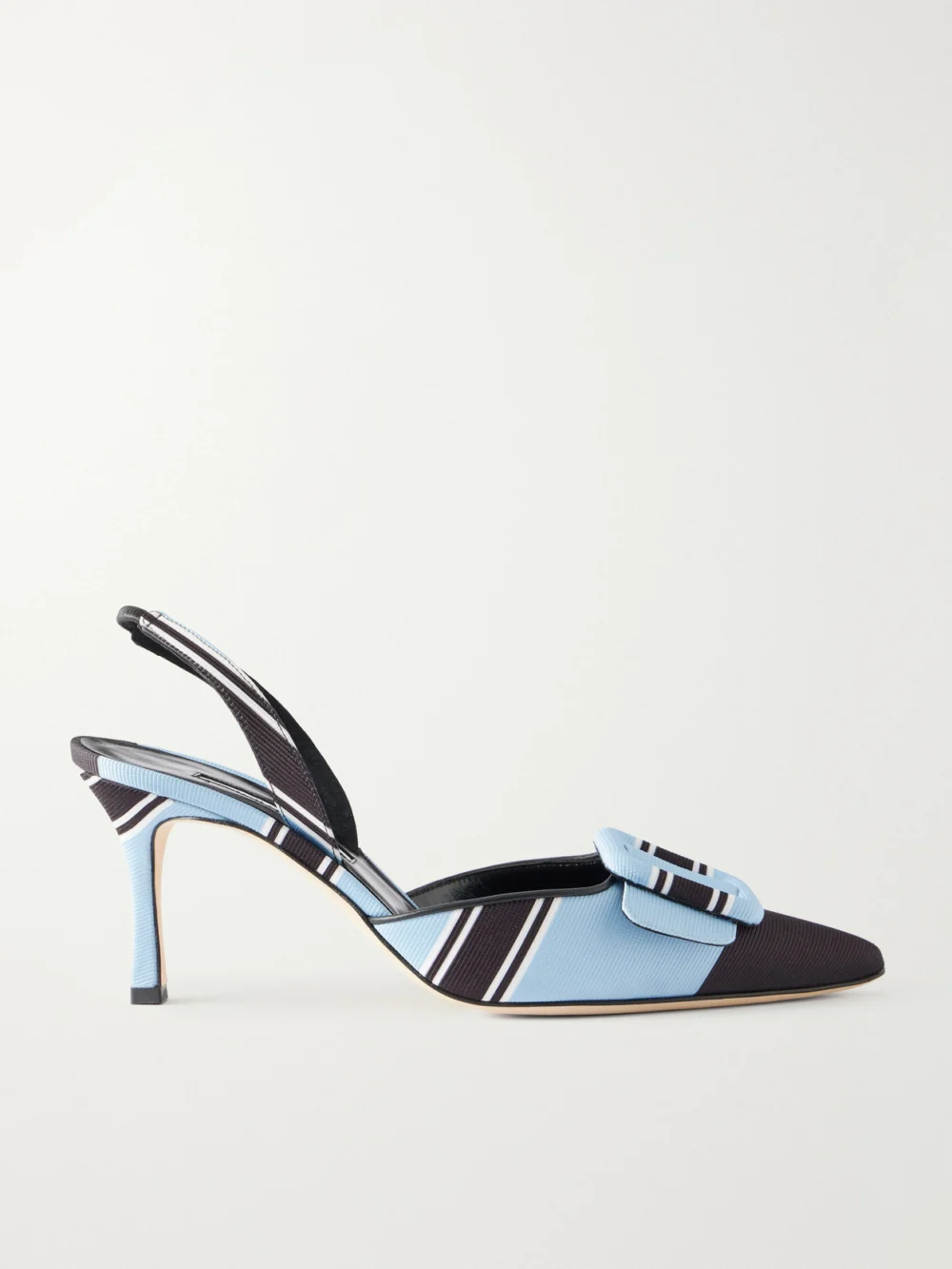 Manolo Blahnik + Emilia Wickstead Maysli 70 Striped Grosgrain Slingback Pumps in blue