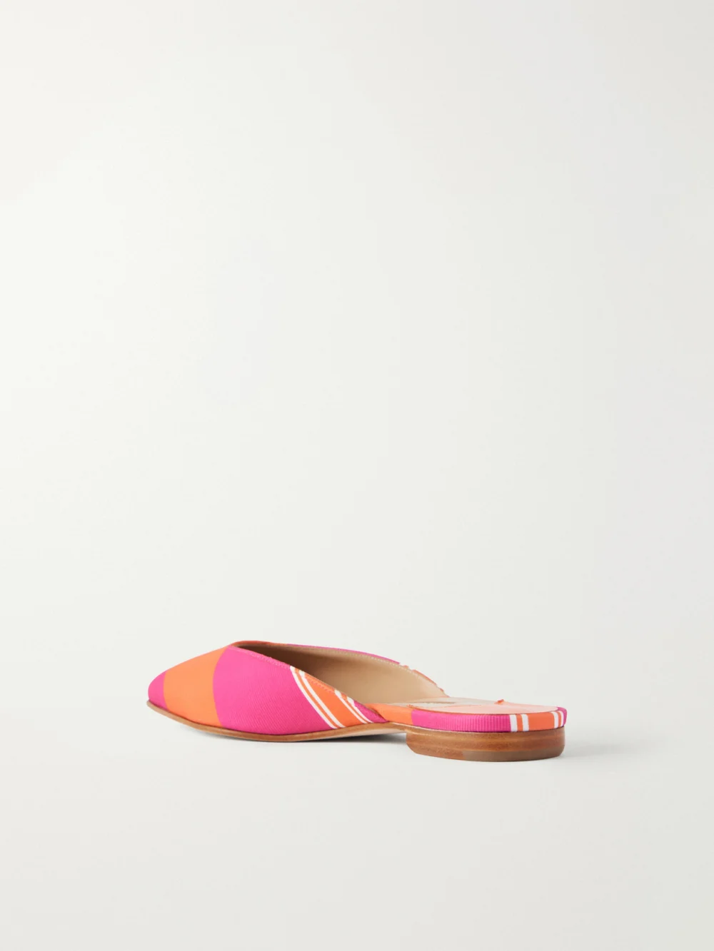 Back view of the Manolo Blahnik + Emilia Wickstead Striped Twill Mules