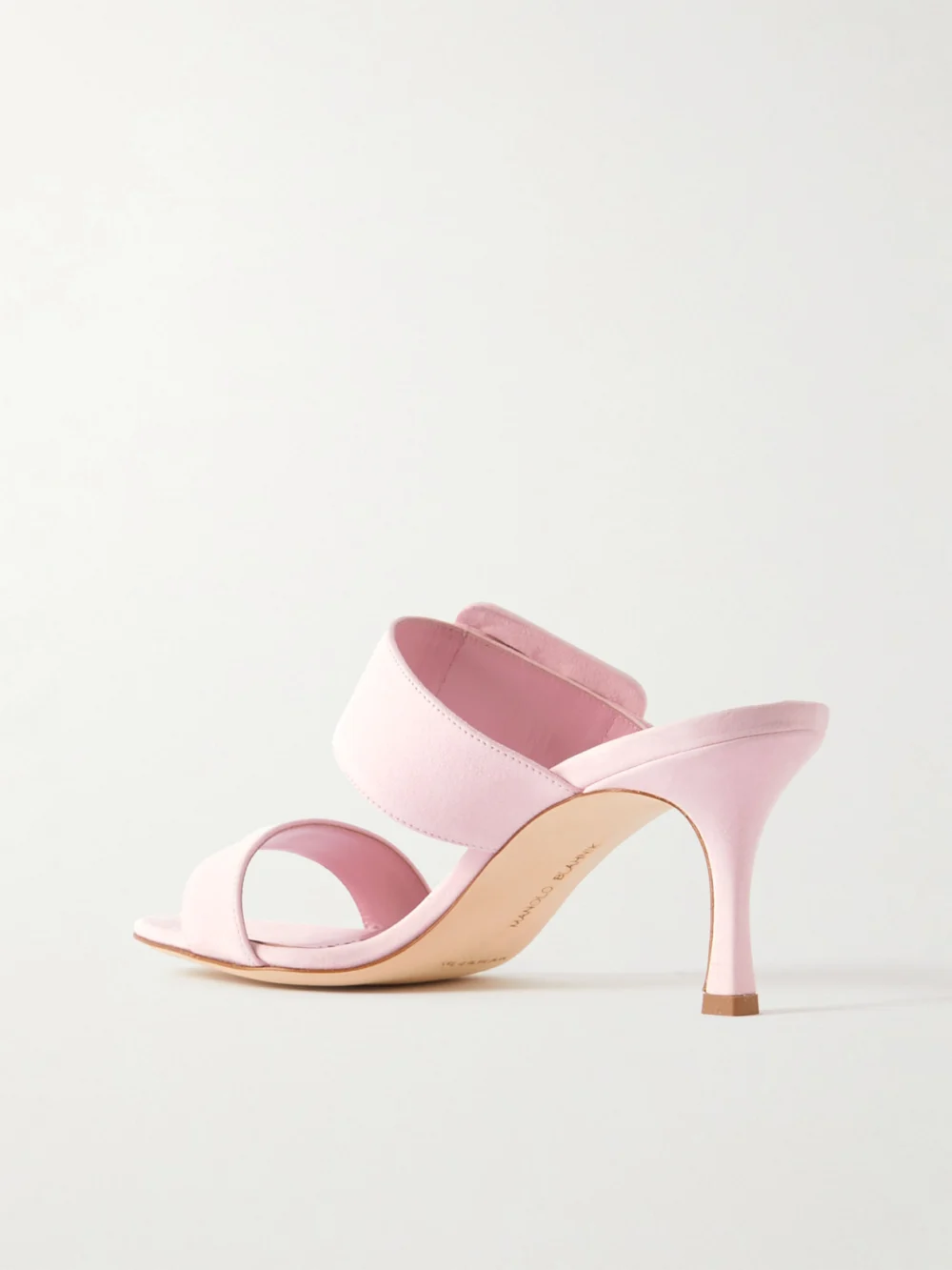 Back view of the Manolo Blahnik Gable 70 Buckled Suede Mules