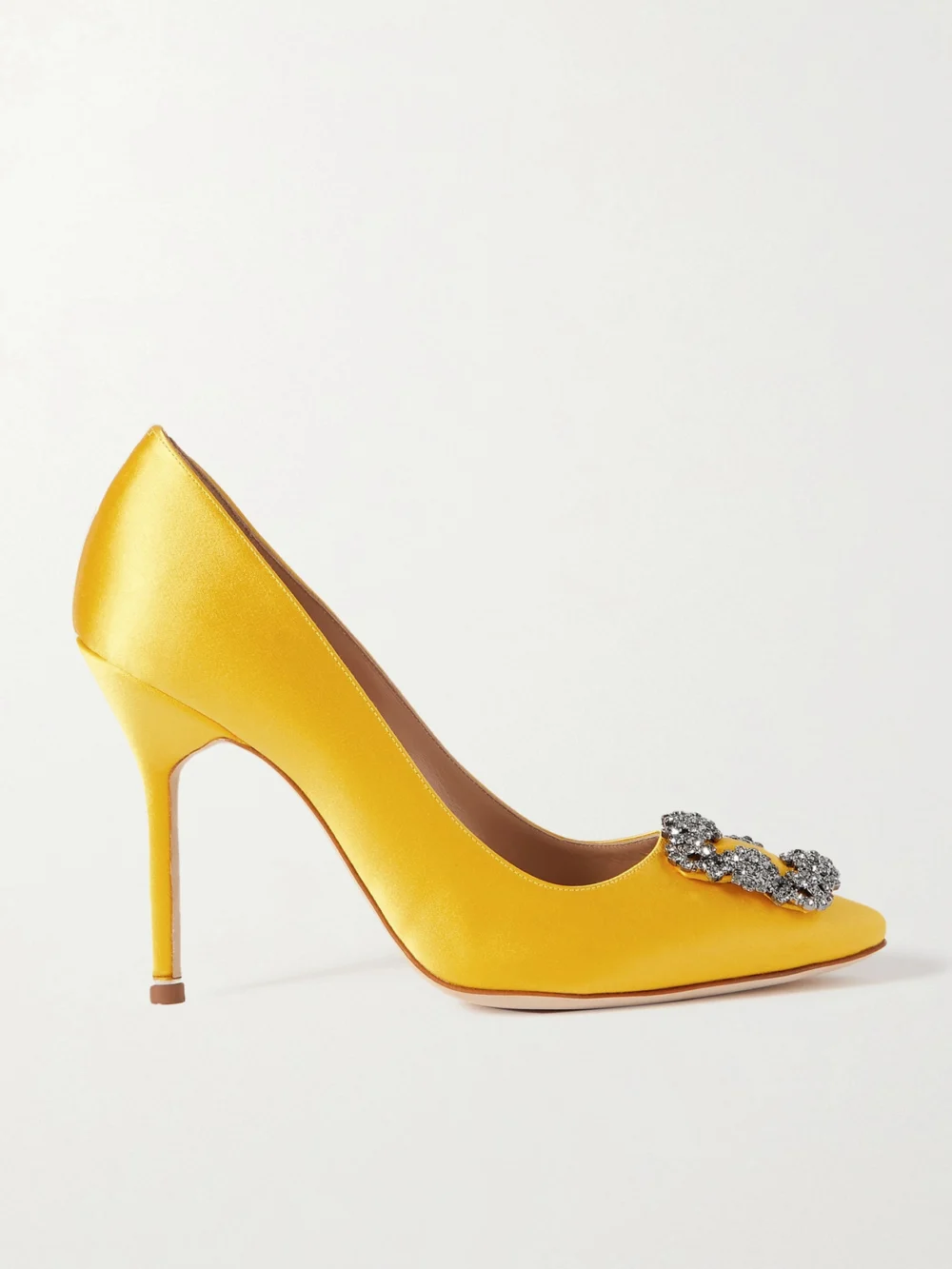 Manolo Blahnik Hangisi 105 Crystal-embellished Satin Pumps in yellow