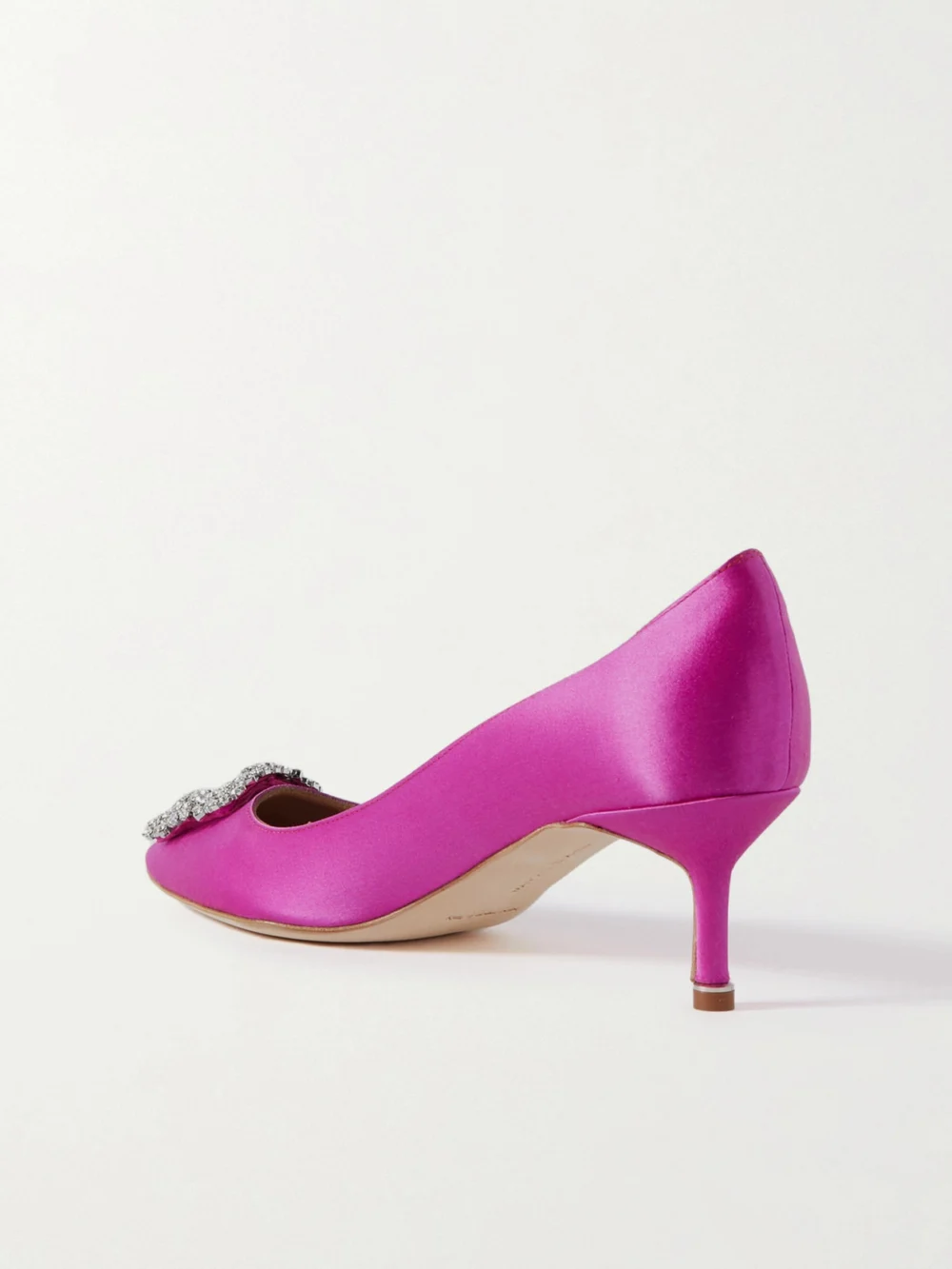 Back view of the Manolo Blahnik Hangisi 50 Crystal-embellished Satin Pumps