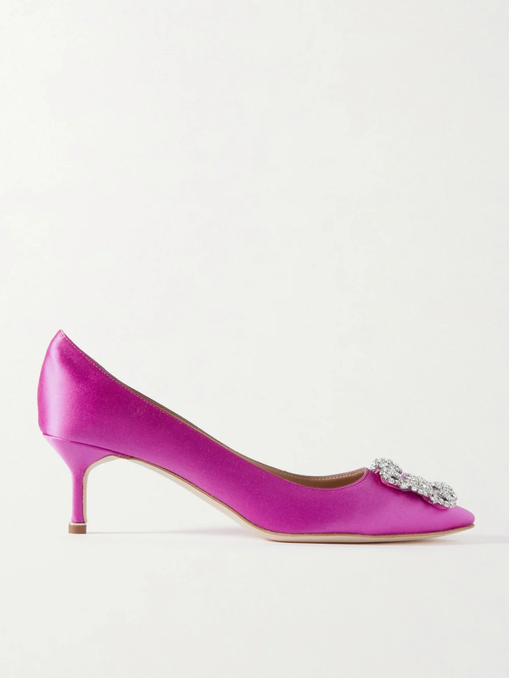 Manolo Blahnik Hangisi 50 Crystal-embellished Satin Pumps in fuchsia