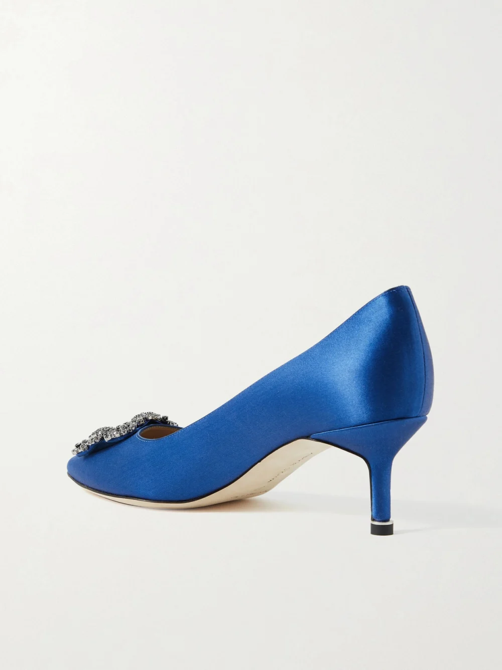 Back view of the Manolo Blahnik Hangisi 50 Crystal-embellished Satin Pumps