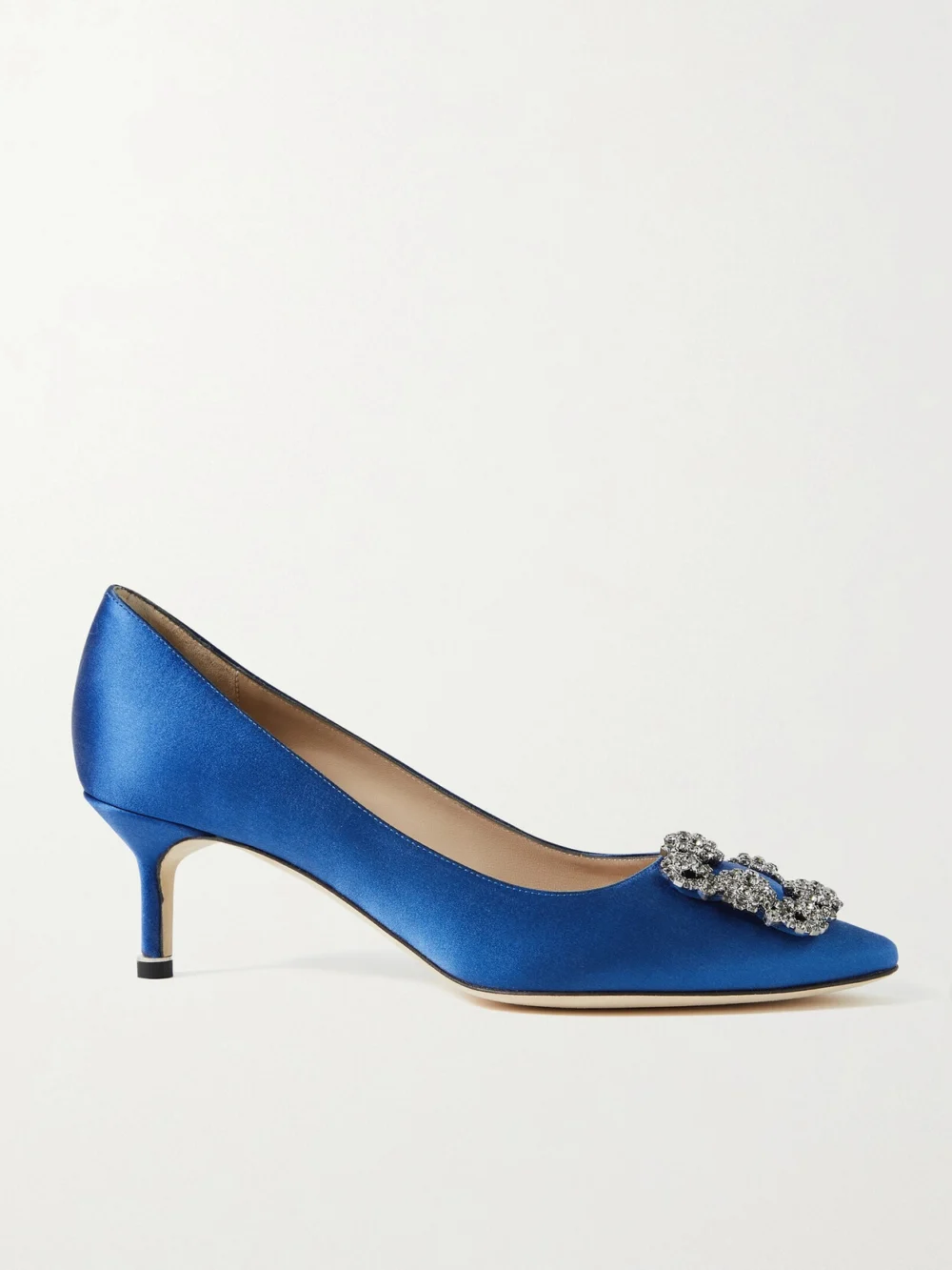 Manolo Blahnik Hangisi 50 Crystal-embellished Satin Pumps in royal blue