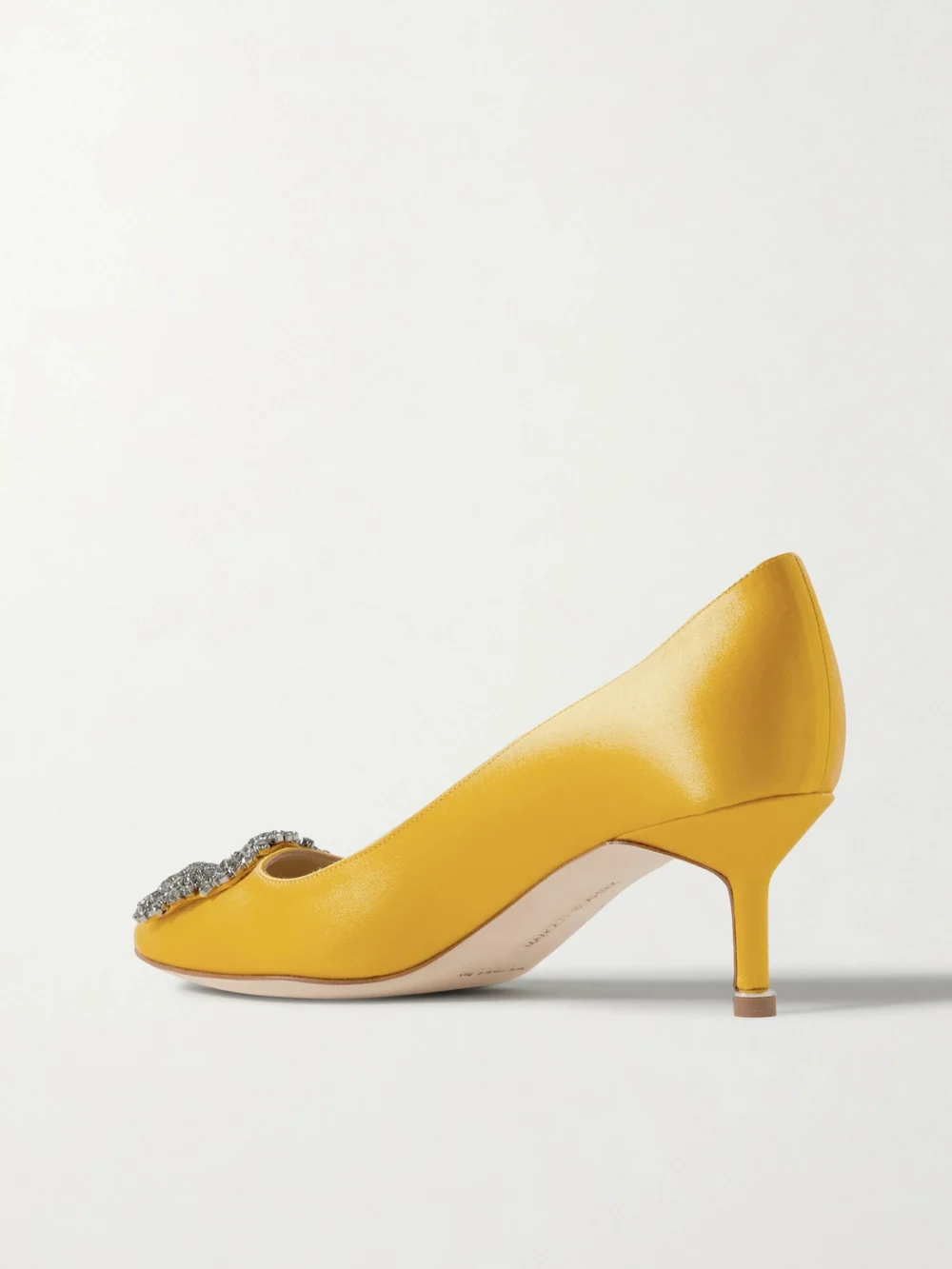 Back view of the Manolo Blahnik Hangisi 50 Crystal-embellished Satin Pumps
