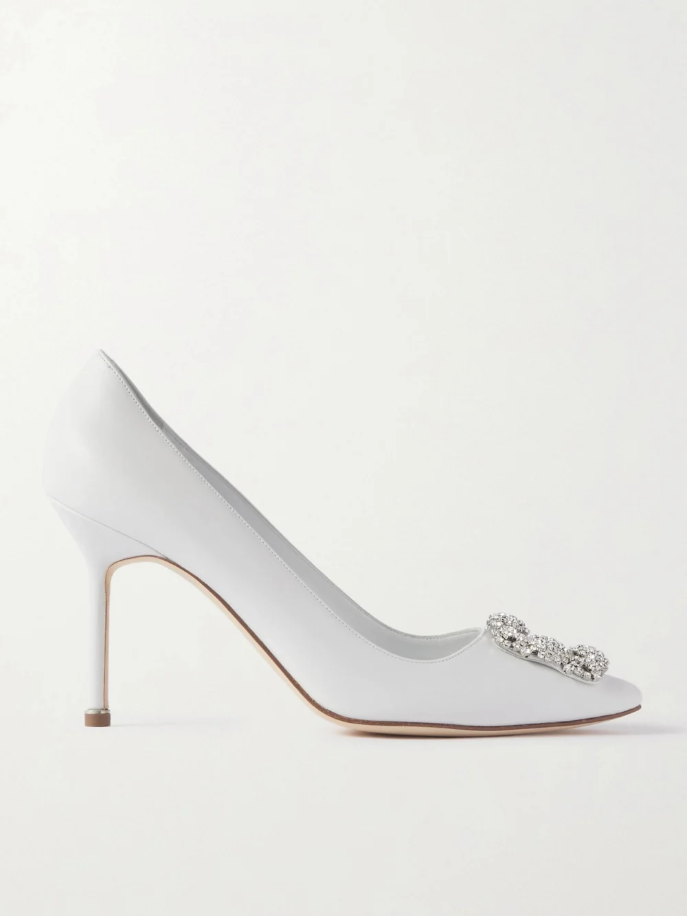Manolo Blahnik Hangisi 90 Crystal-embellished Leather Pumps in white