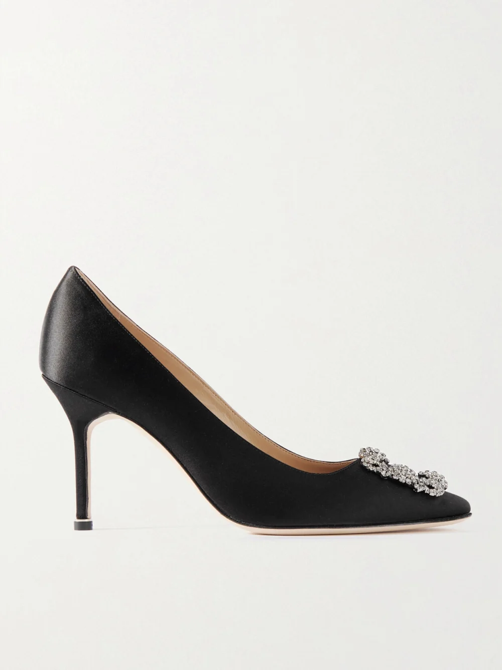 Manolo Blahnik Hangisi 90 Crystal-embellished Satin Pumps in black