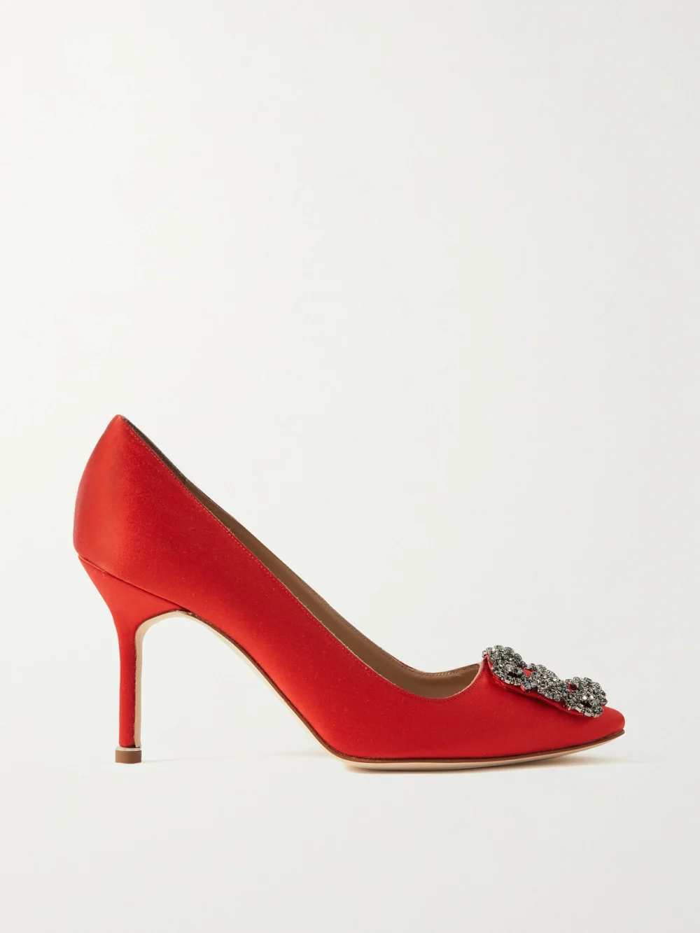 Manolo Blahnik Hangisi 90 Crystal-embellished Satin Pumps in red
