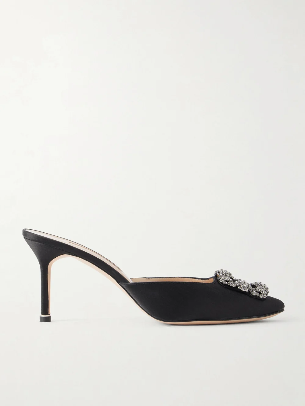 Manolo Blahnik Hangisimu 70 Embellished Satin Mules in black