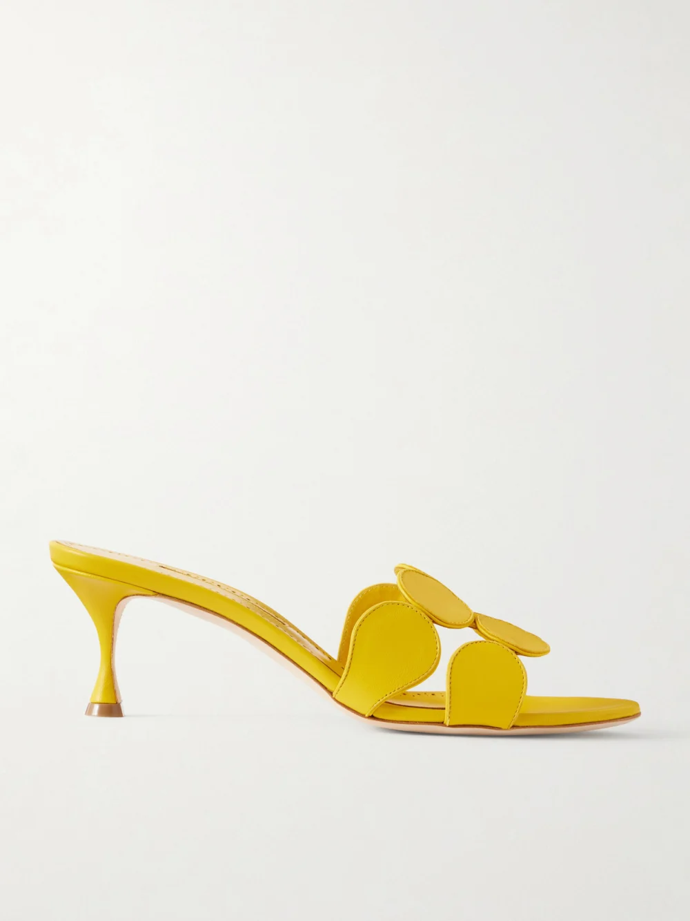 Manolo Blahnik Haribalmu 50 Leather Mules in yellow