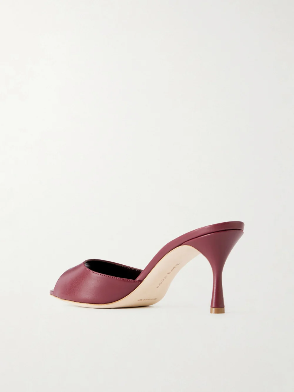 Back view of the Manolo Blahnik Jada 70 Leather Mules