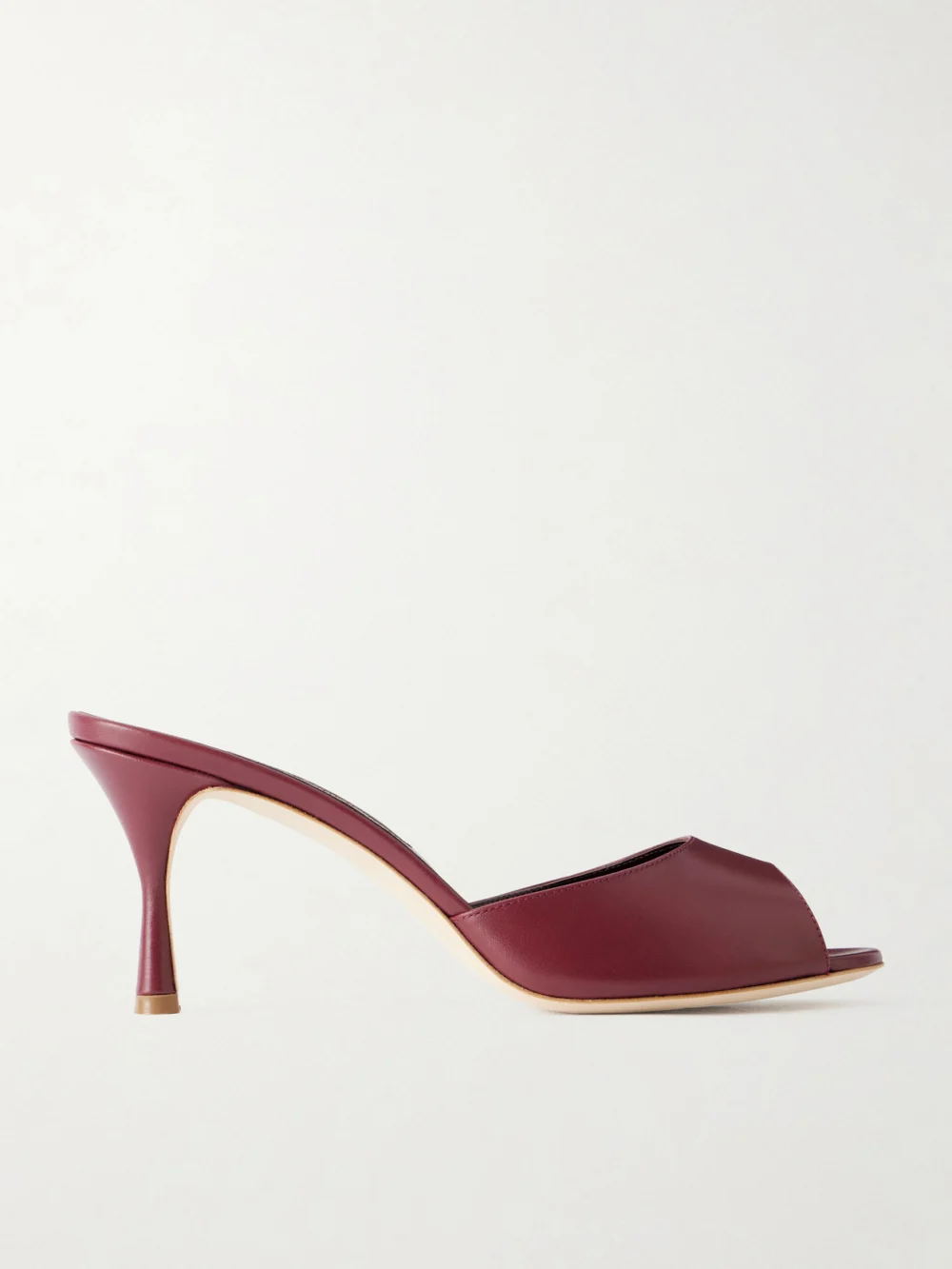 Manolo Blahnik Jada 70 Leather Mules in burgundy