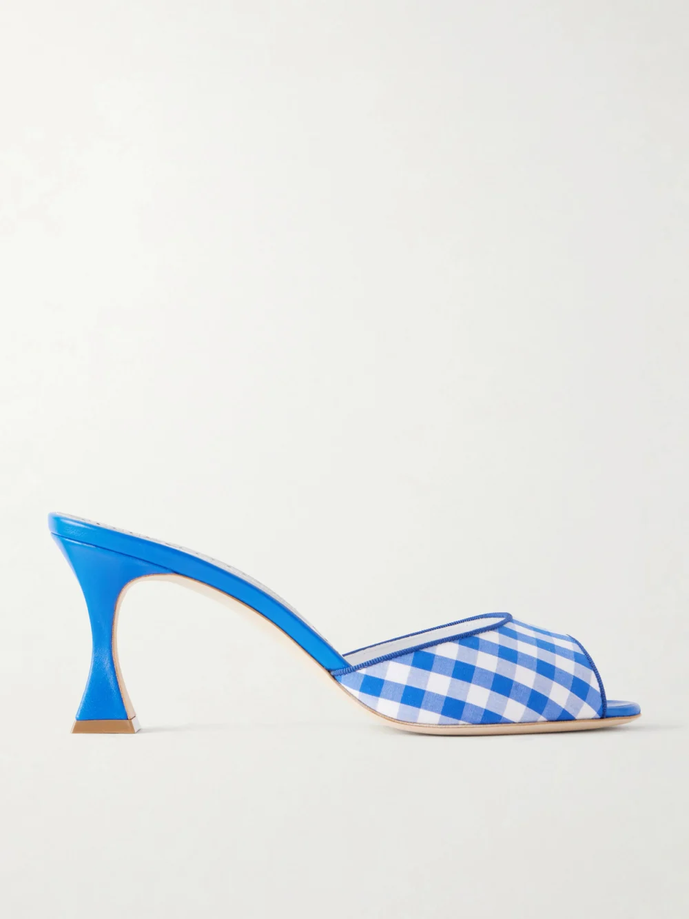 Manolo Blahnik Jadara 70 Checked Woven Mules in cobalt blue