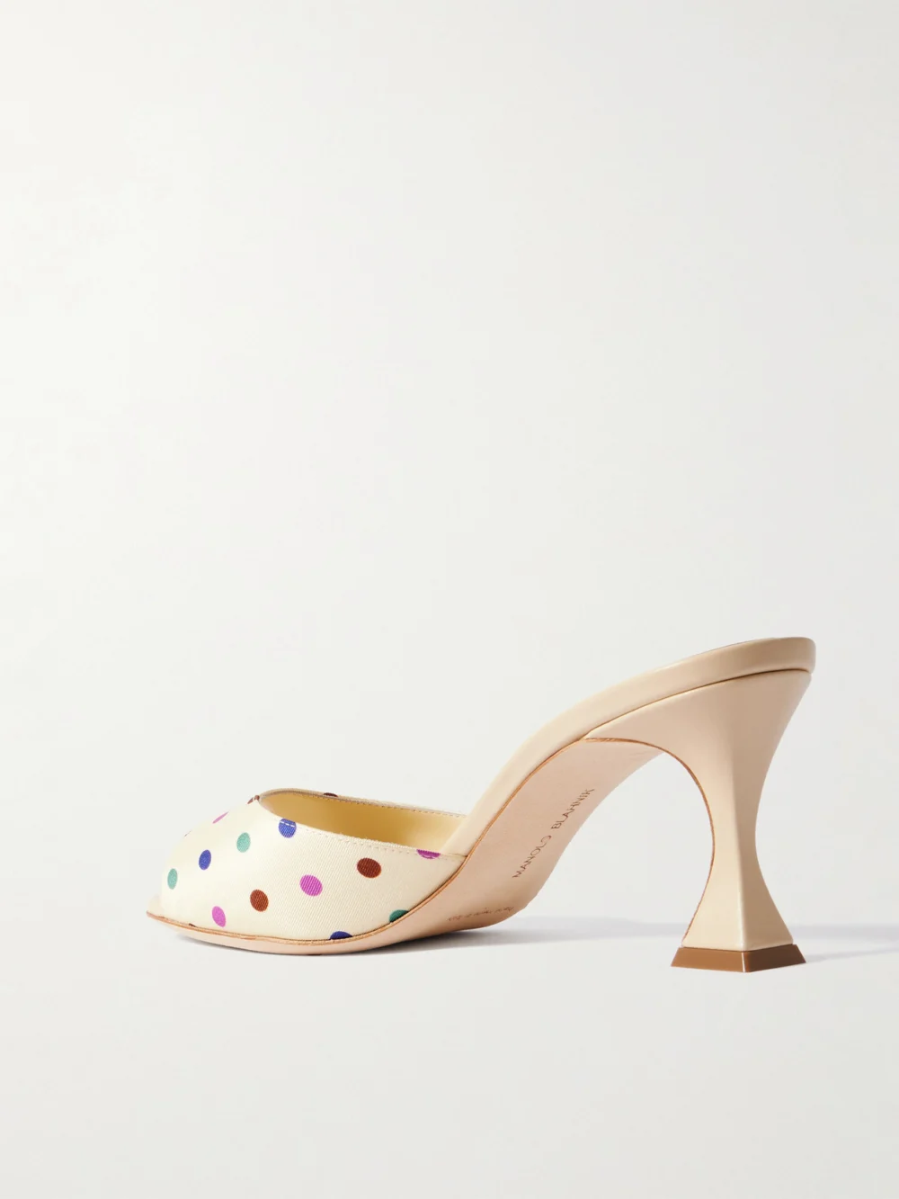 Back view of the Manolo Blahnik Jadaron 70 Polka-dot Silk-satin Mules