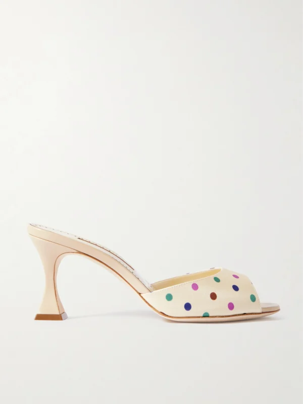 Manolo Blahnik Jadaron 70 Polka-dot Silk-satin Mules