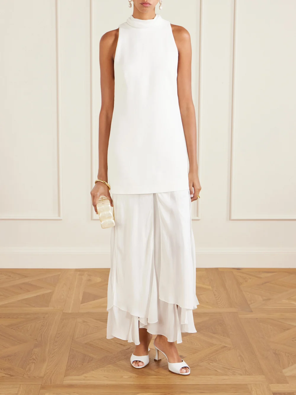 Manolo Blahnik Jadarona 70 Leather Mules, styled view