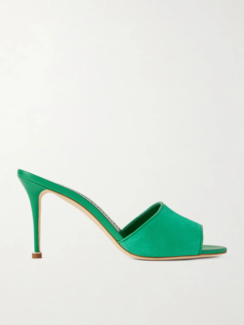 Manolo Blahnik Larache 90 Suede Mules in bright green