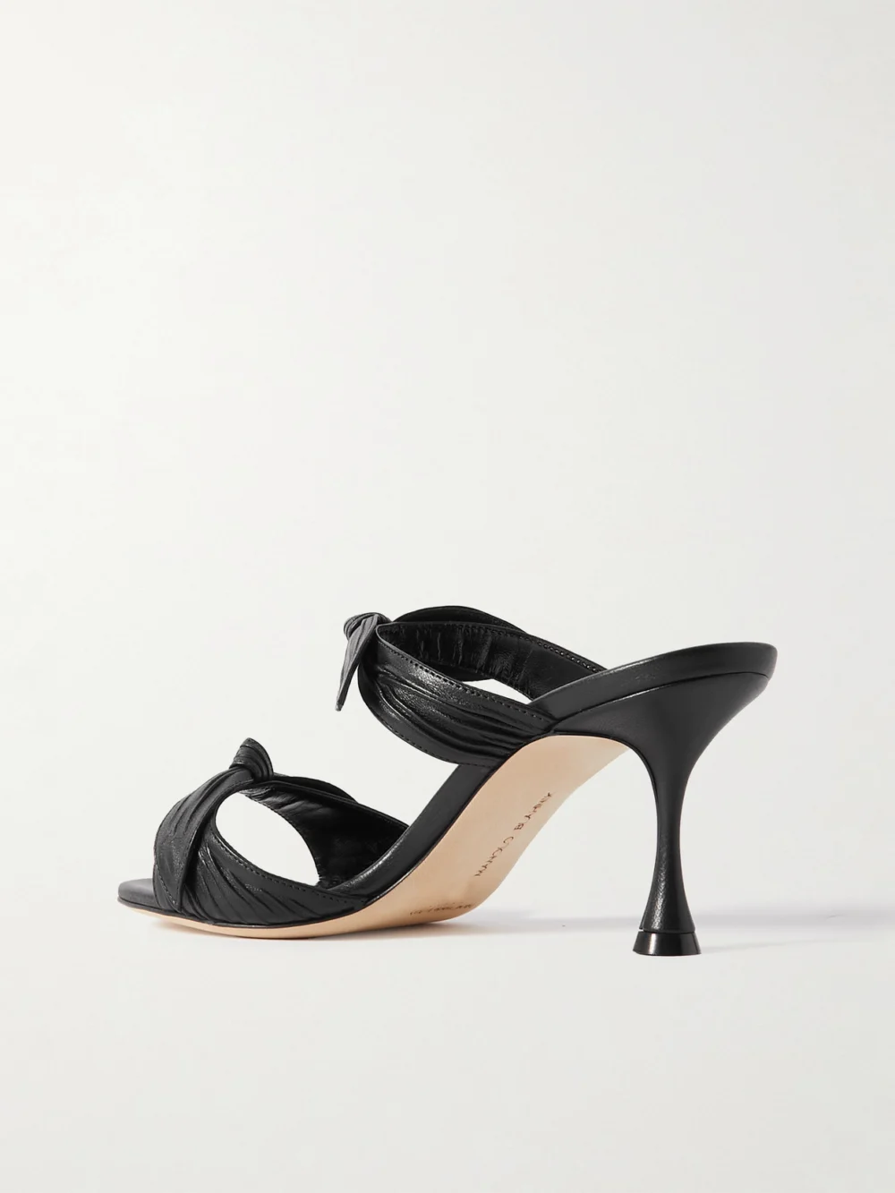 Back view of the Manolo Blahnik Lollo 70 Bow-embellished Leather Mules