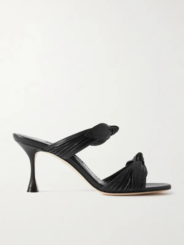 Manolo Blahnik Lollo 70 Bow-embellished Leather Mules