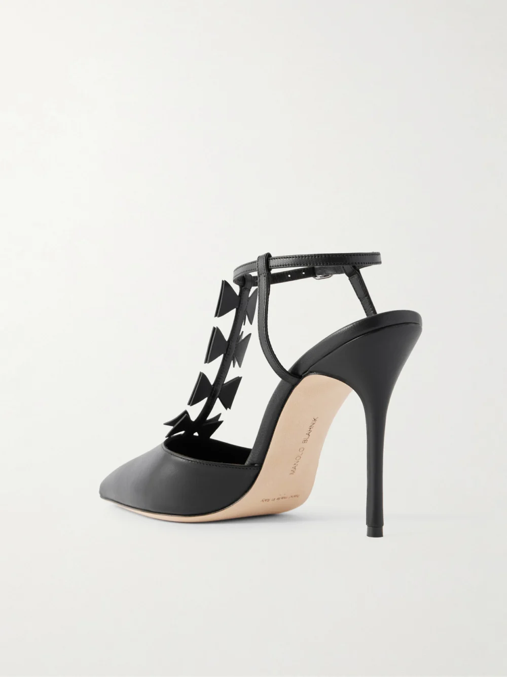 Back view of the Manolo Blahnik Maurata 105 Leather Pumps