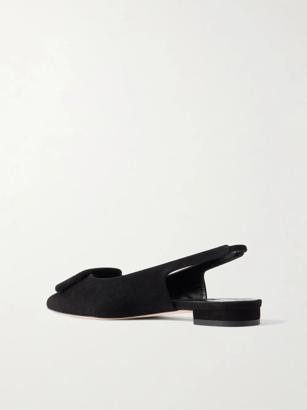 Back view of the Manolo Blahnik Maylura Buckled Suede Slingback Flats