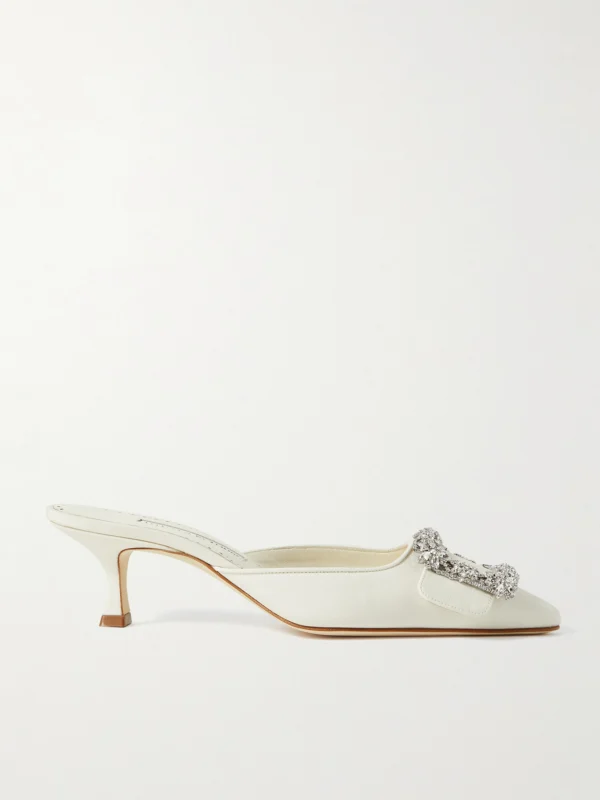 Manolo Blahnik Maysale 50 Buckled Crepe De Chine Mules
