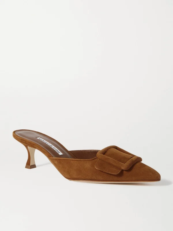Manolo Blahnik Maysale 50 Buckled Suede Mules