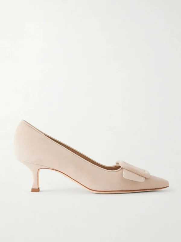 Manolo Blahnik Maysale 50 Buckled Suede Pumps