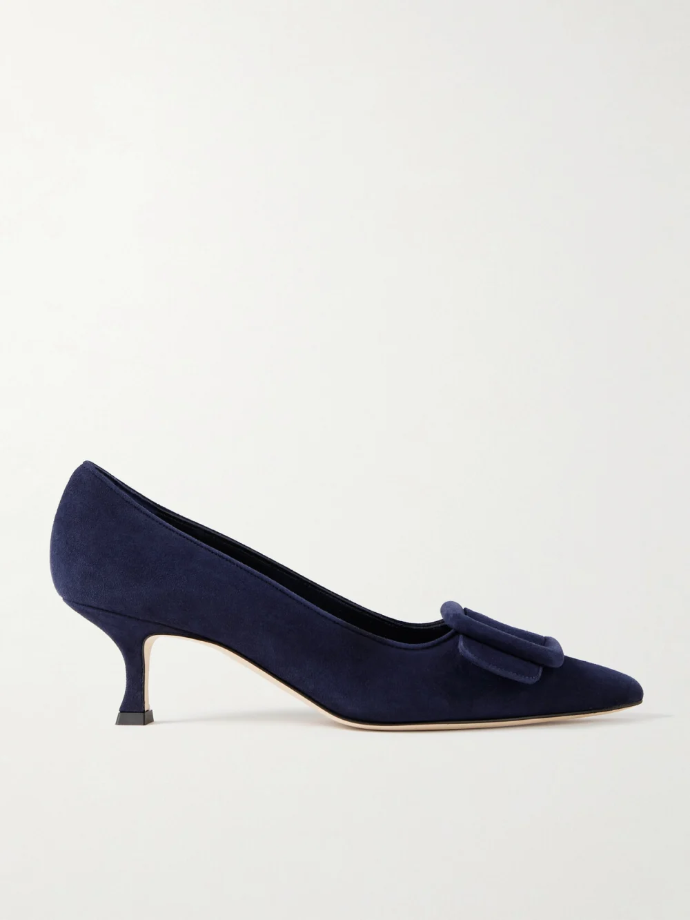 Manolo Blahnik Maysale 50 Buckled Suede Pumps in navy