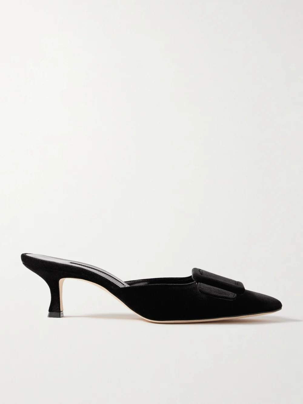 Manolo Blahnik Maysale 50 Buckled Velvet Mules in black