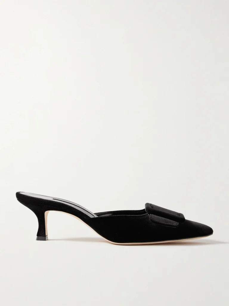 Manolo Blahnik Maysale 50 Buckled Velvet Mules