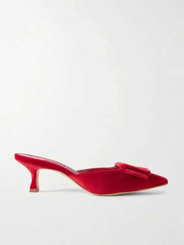 Manolo Blahnik Maysale 50 Buckled Velvet Mules