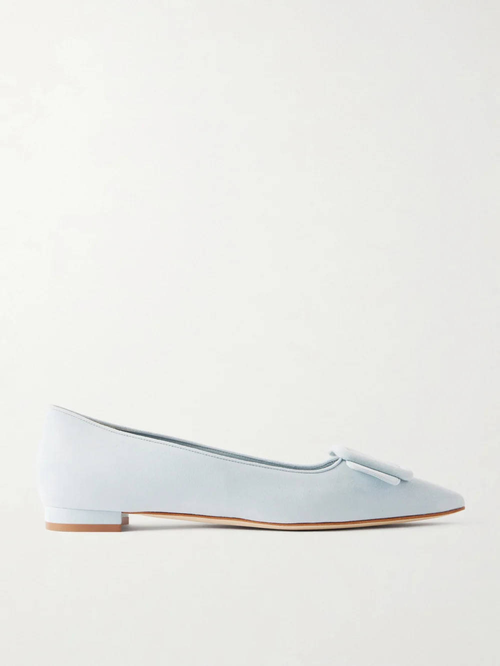 Manolo Blahnik Maysale Buckled Suede Point-toe Flats in light blue