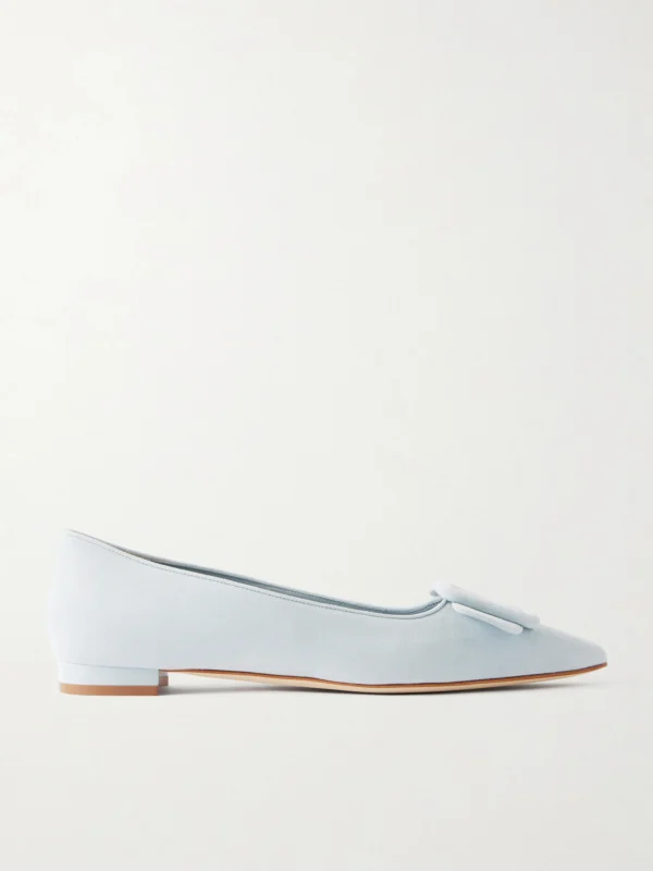 Manolo Blahnik Maysale Buckled Suede Point-toe Flats