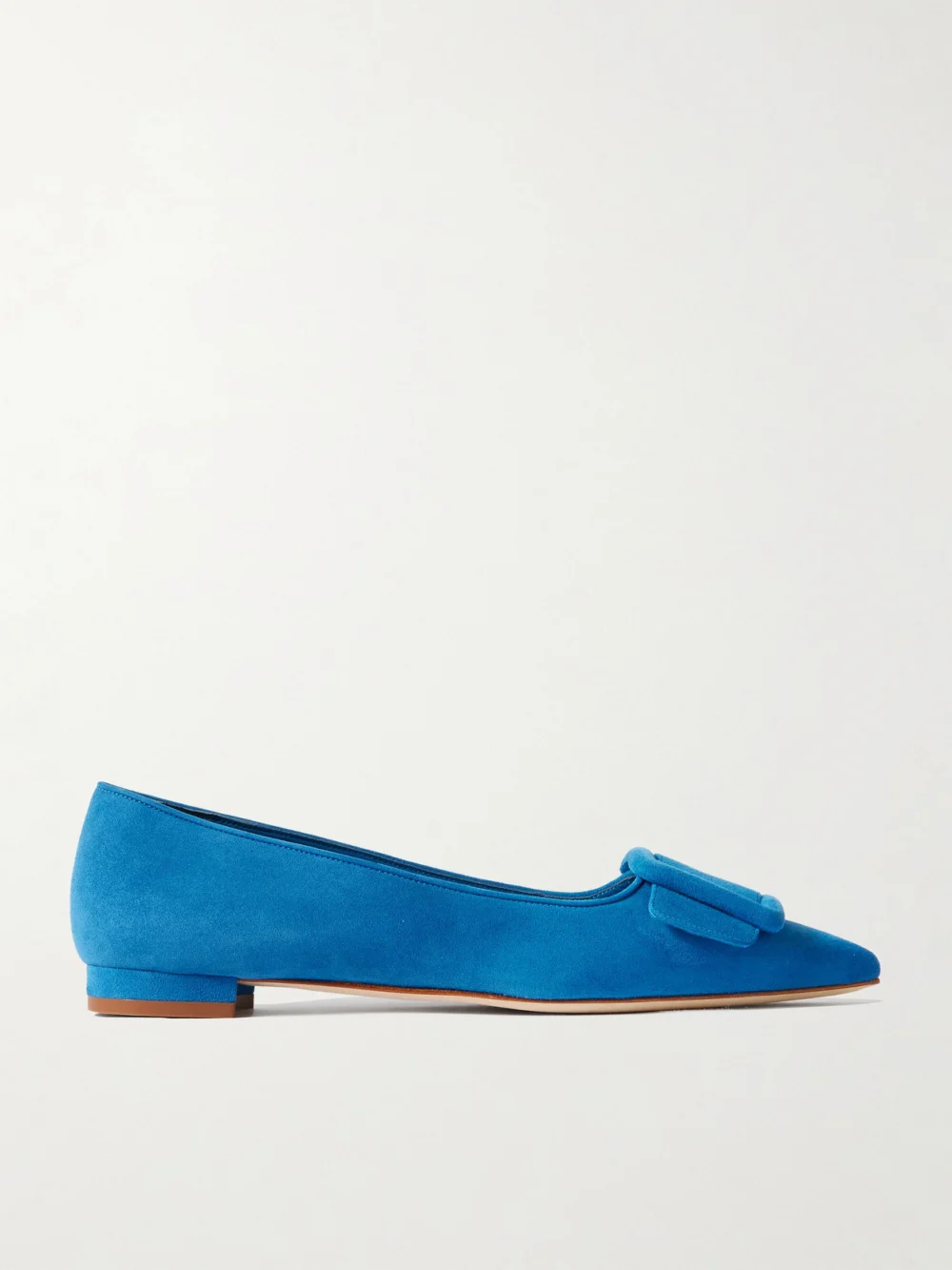 Manolo Blahnik Maysale Suede Point-toe Flats in blue