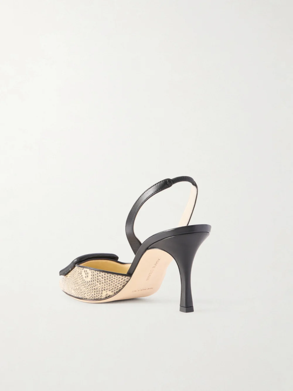 Back view of the Manolo Blahnik Mayslibi 70 Lizard-effect Leather Slingback Pumps