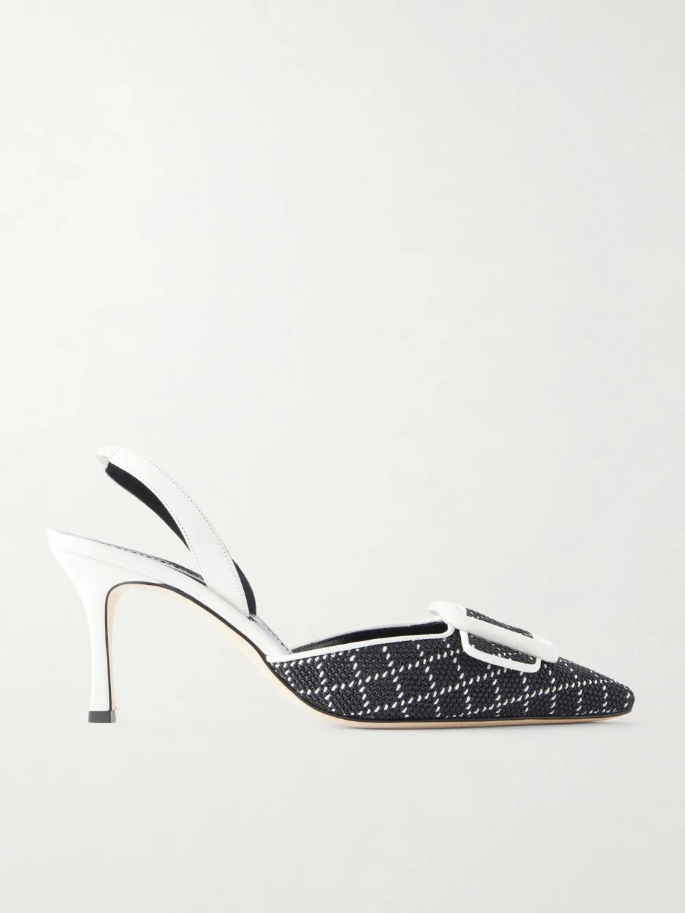 Manolo Blahnik Mayslibi 70 Woven Leather Slingback Pumps in black