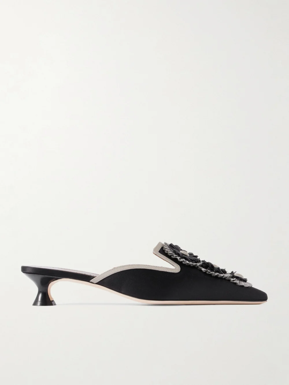 Manolo Blahnik Merode 30 Grosgrain-trimmed Satin Mules in black