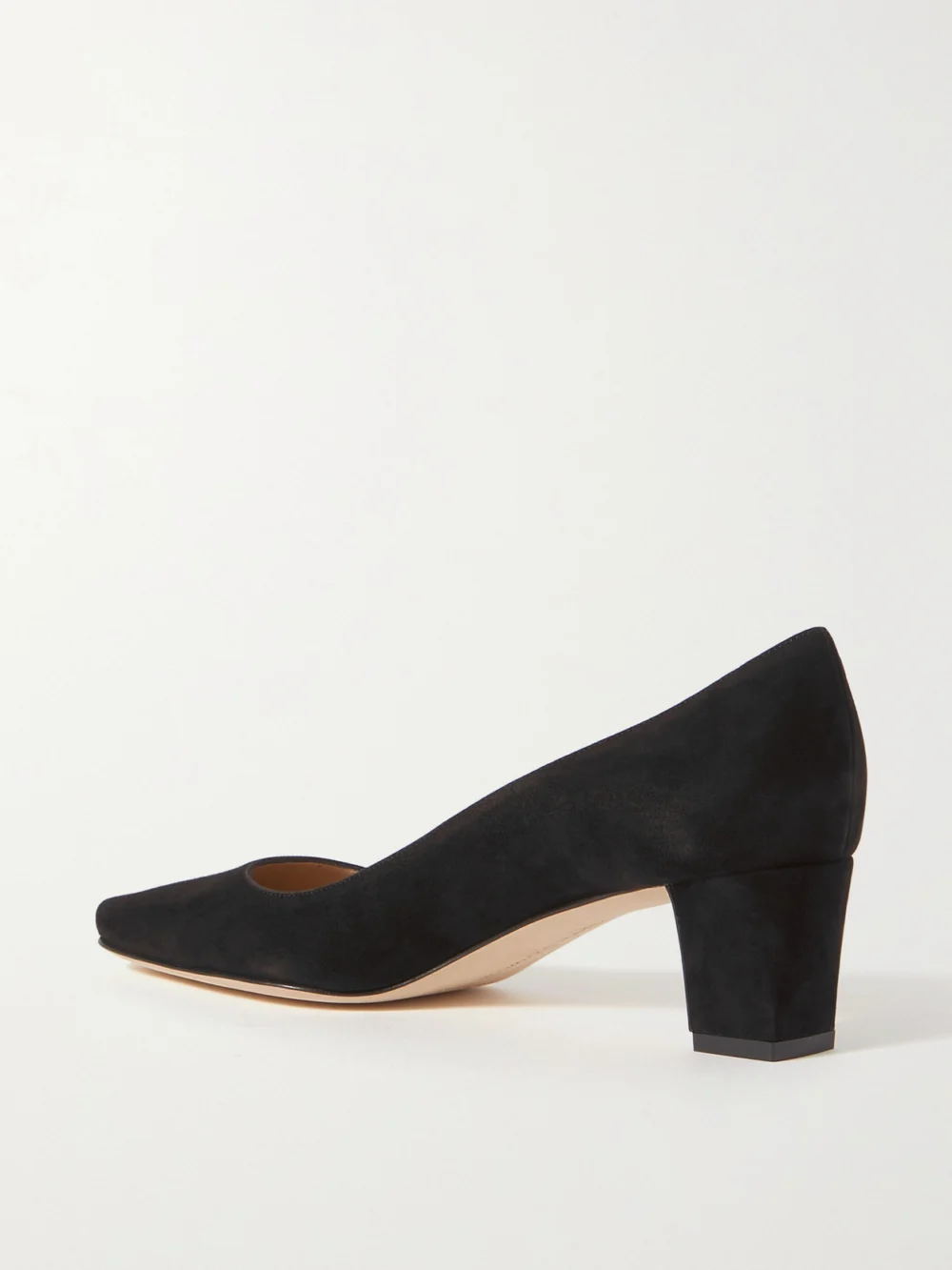 Back view of the Manolo Blahnik Okkatopla 50 Suede Pumps
