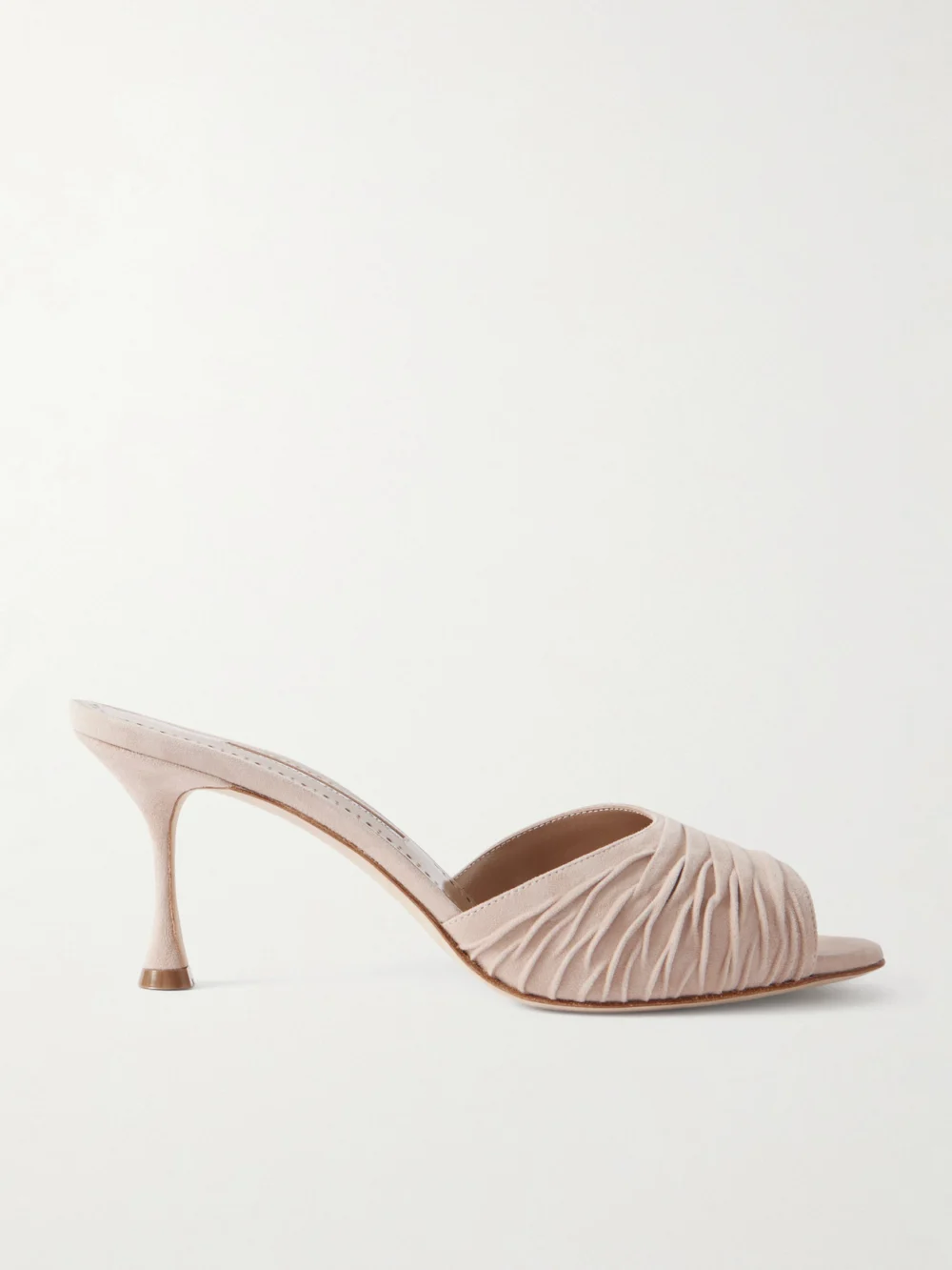 Manolo Blahnik Pirua 70 Suede Mules in beige