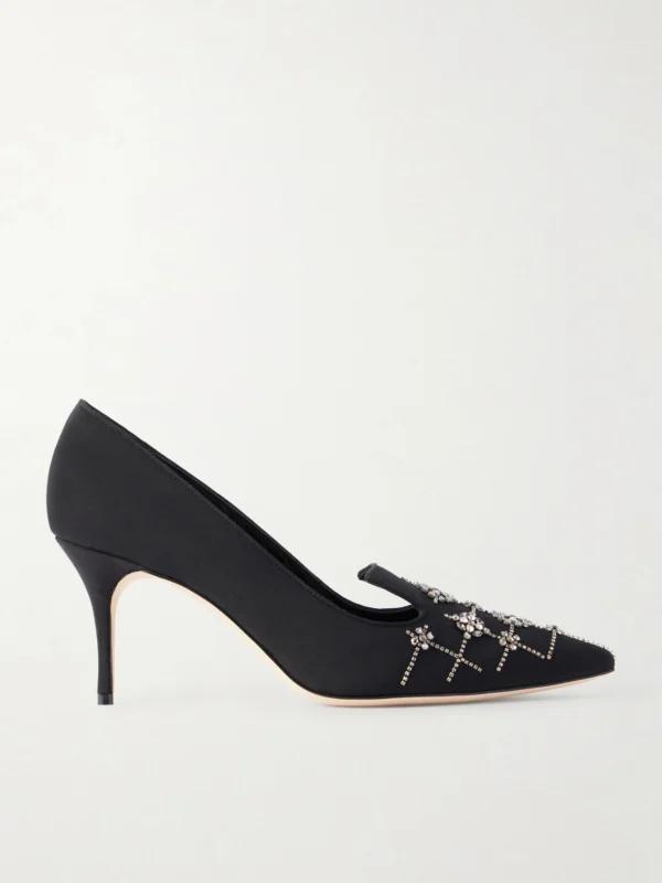 Manolo Blahnik Ralypla 70 Embellished Crepe De Chine Pumps
