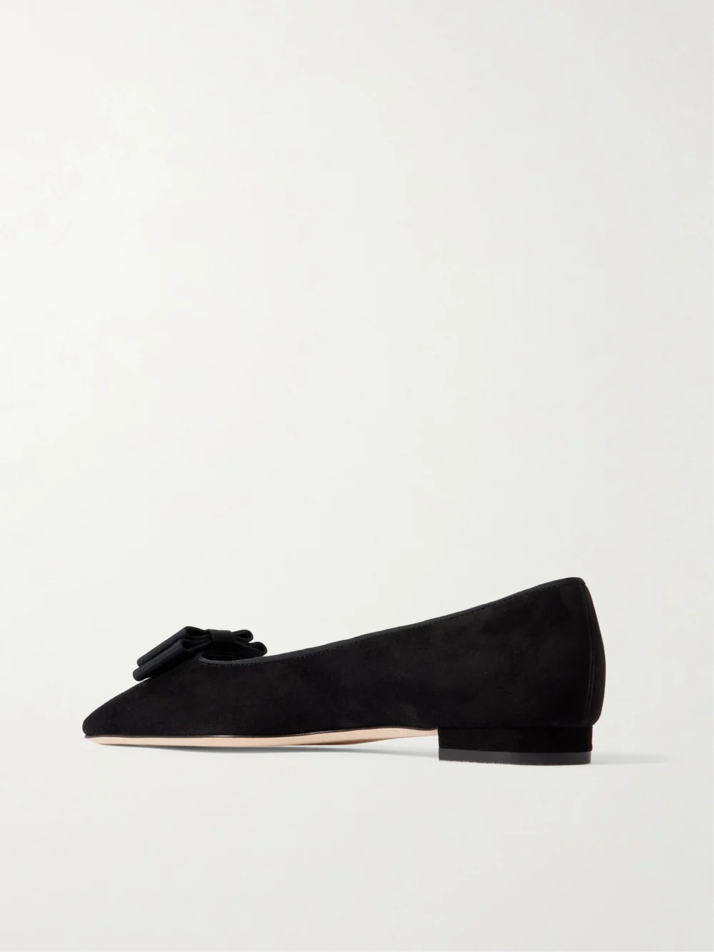 Back view of the Manolo Blahnik Reador 10 Bow-detailed Suede Point-toe Flats