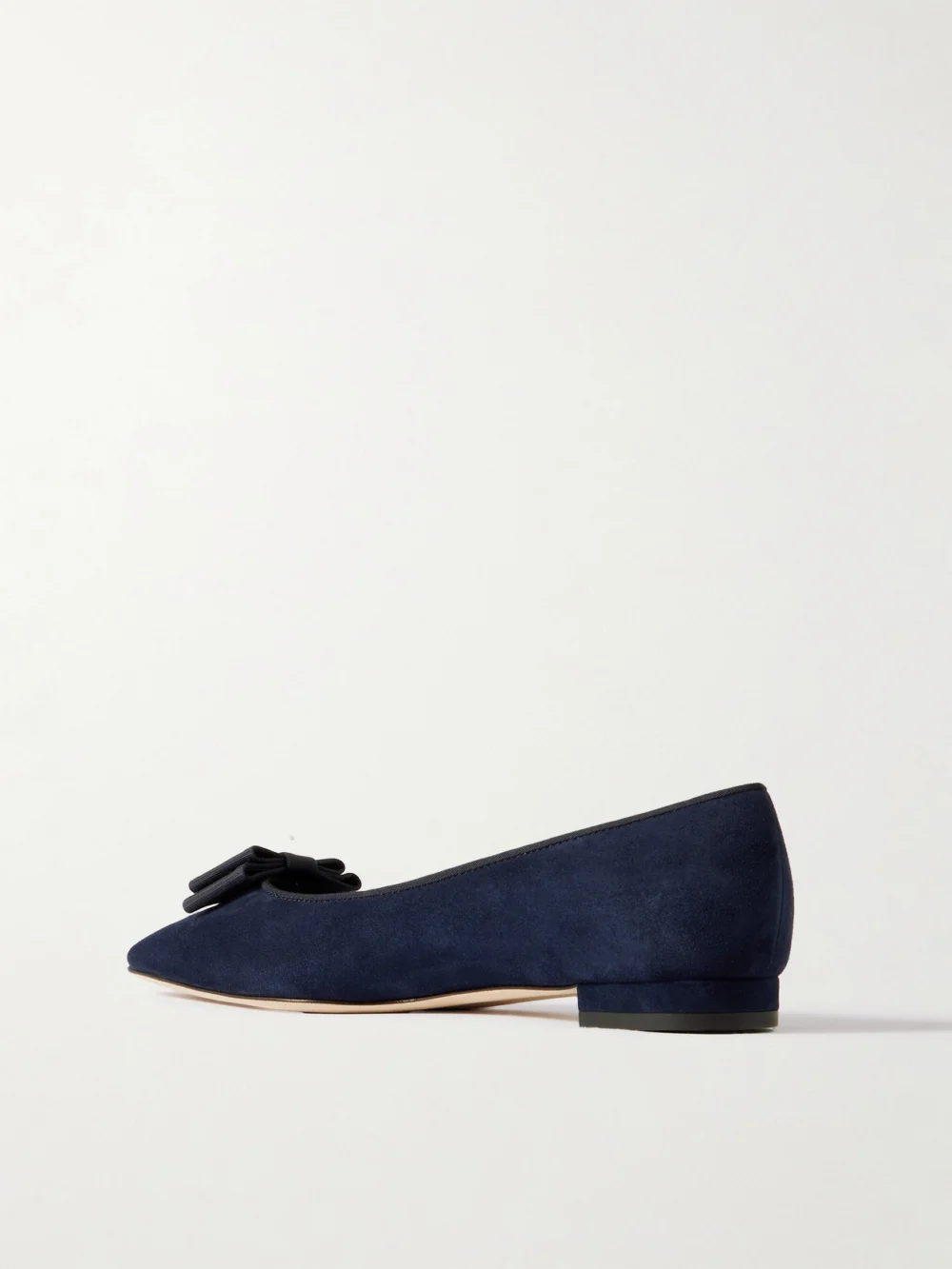 Back view of the Manolo Blahnik Reador 10 Bow-detailed Suede Point-toe Flats