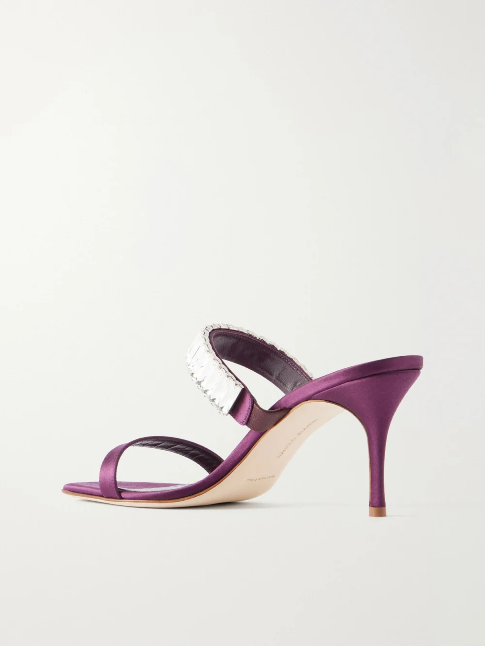 Back view of the Manolo Blahnik Sakobay 70 Crystal-embellished Satin Sandals